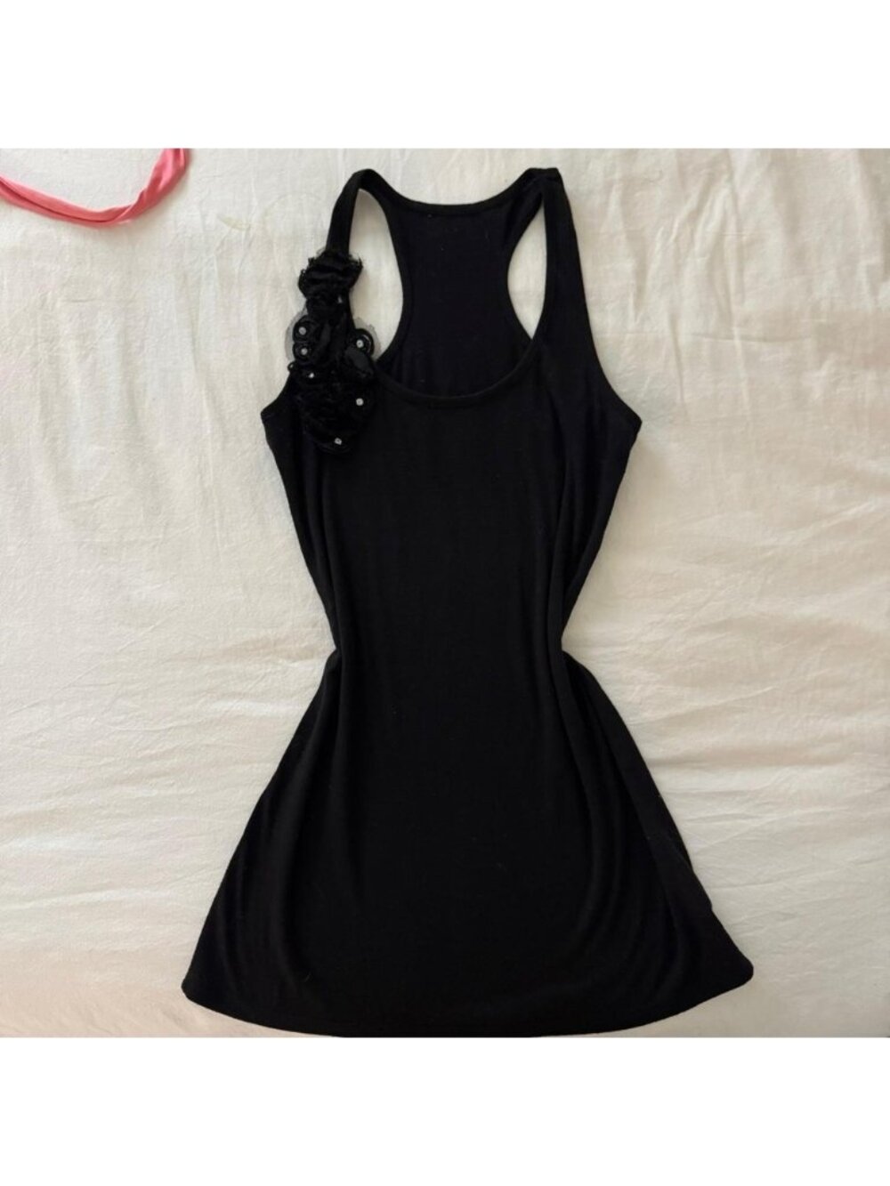 2000s Papaya black bodycon tank